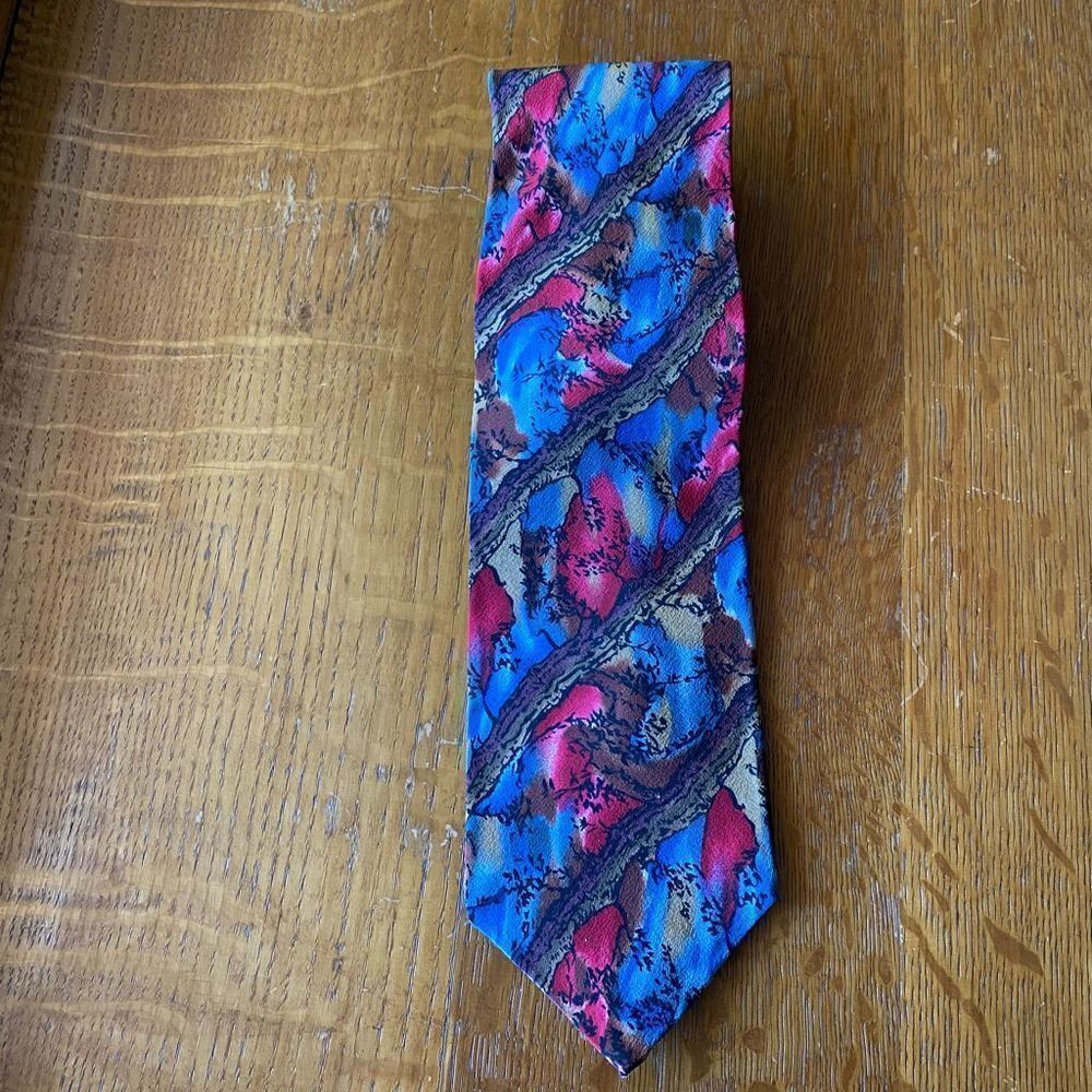J. Garcia Red, Brown & Gray Silk Necktie